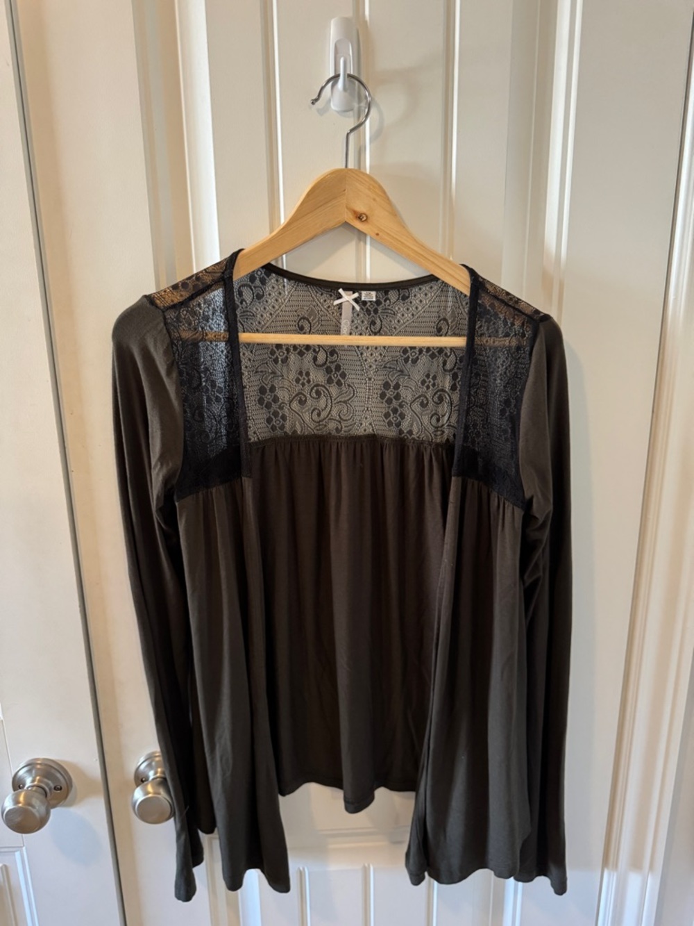 Black Lace Overlay Open Cardigan
